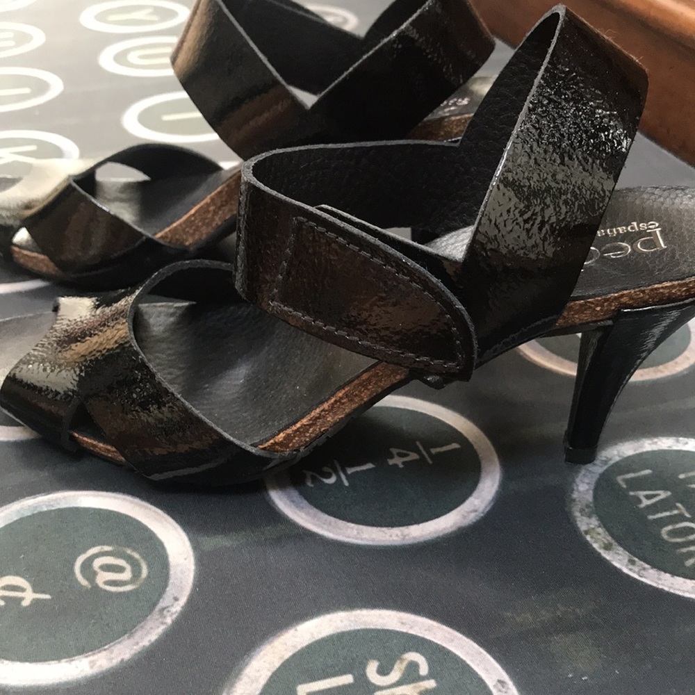 Pedro Garcia Patent Leather Velcro Strap Heels 39
